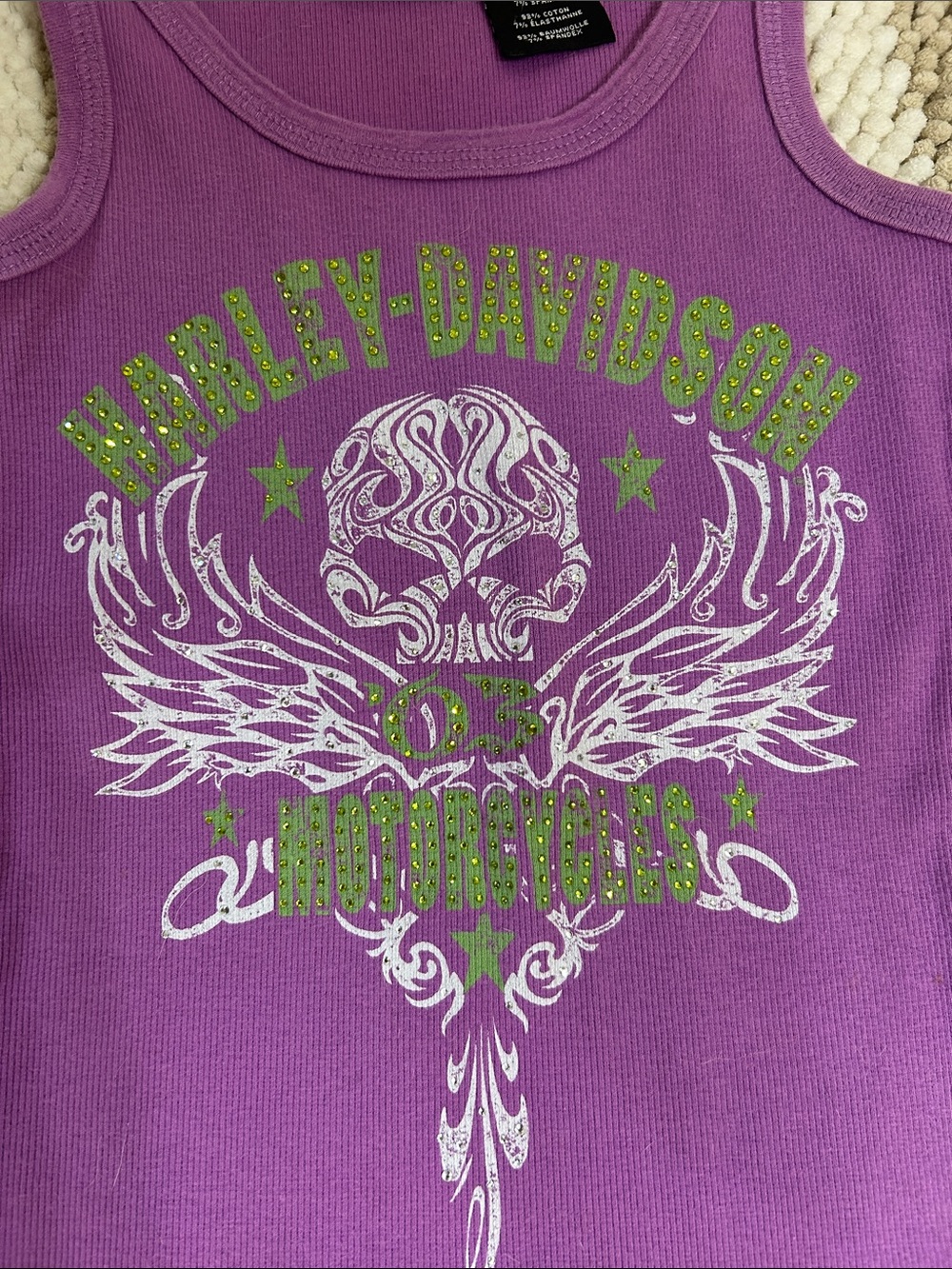 Harley-Davidson Purple Tank Top with Green and White Graphic - Picture 3 of 4